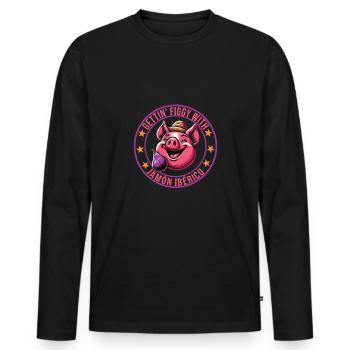 Spanisches Essen - Männer Premium Bio Langarmshirt - Schwarz - Vorne - Nico (187cm)