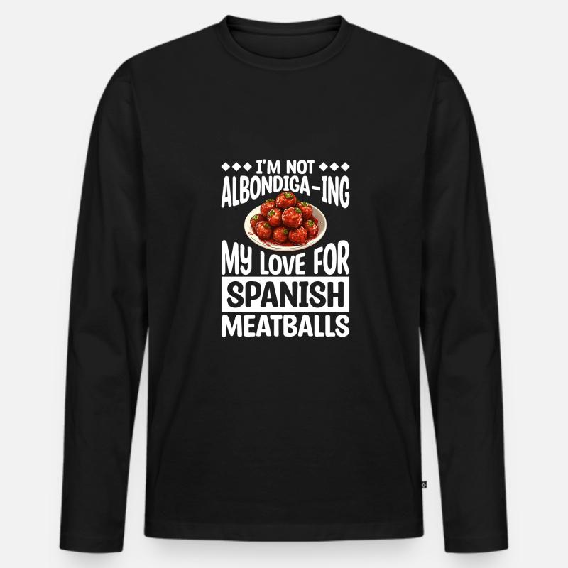 Spanisches Essen - Männer Premium Bio Langarmshirt - Schwarz