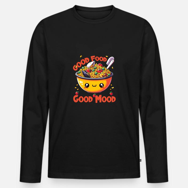 Spanisches Essen - Männer Premium Bio Langarmshirt - Schwarz