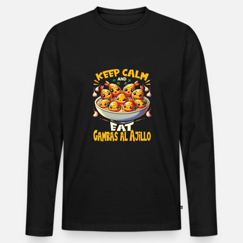Spanisches Essen - Männer Premium Bio Langarmshirt - Schwarz