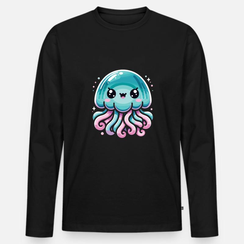 Qualle - Männer Premium Bio Langarmshirt - Schwarz