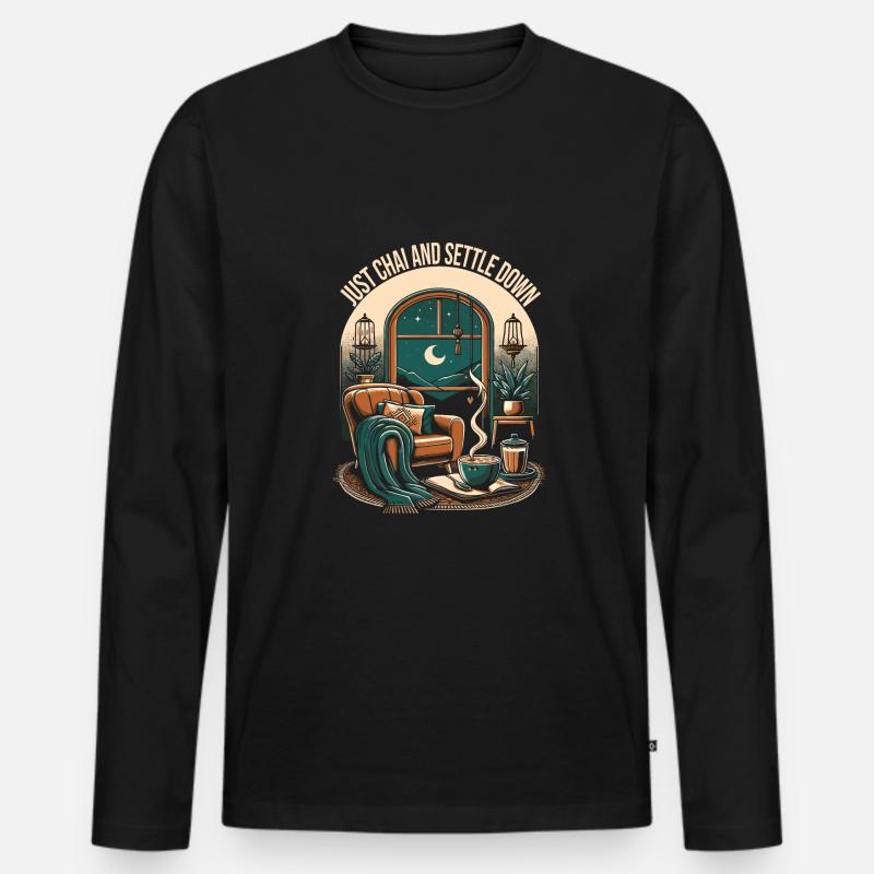 Chai - Männer Premium Bio Langarmshirt - Schwarz