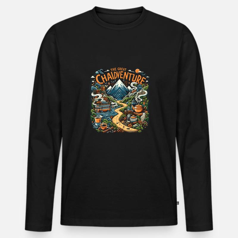 Chai - Männer Premium Bio Langarmshirt - Schwarz