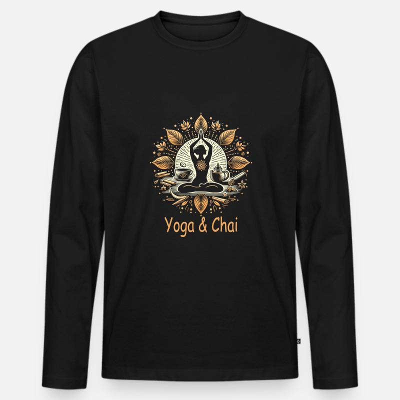 Chai - Männer Premium Bio Langarmshirt - Schwarz
