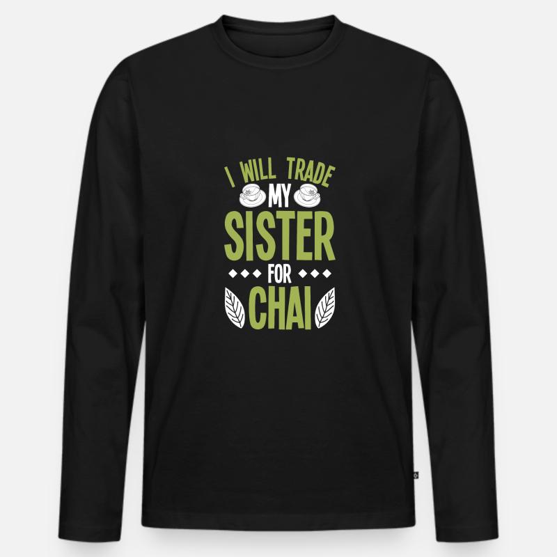 Chai - Männer Premium Bio Langarmshirt - Schwarz