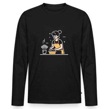 Humour faire le ménage - T-shirt manches longues Premium bio Homme - noir - Devant - Nico (187cm)