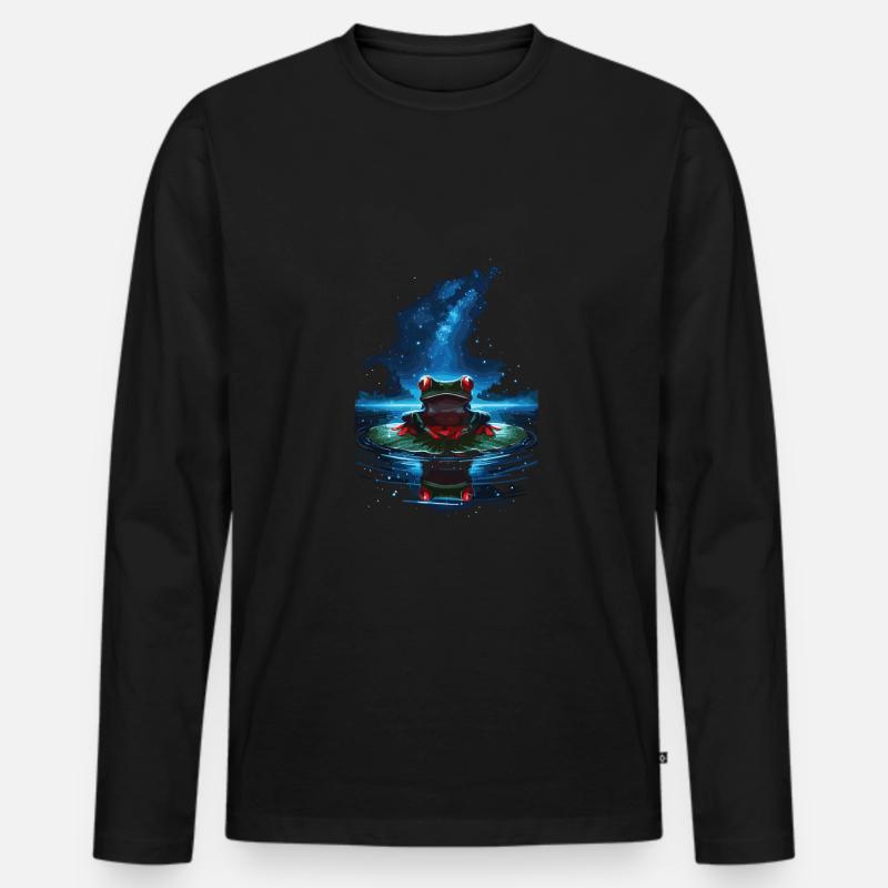 Frosch - Männer Premium Bio Langarmshirt - Schwarz