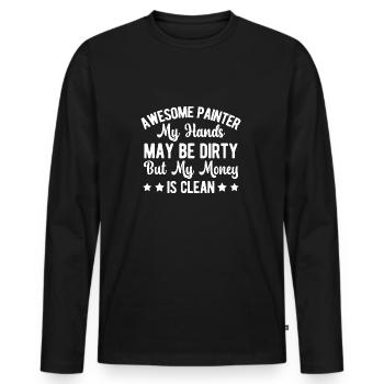 House Painter Hilarious Designs Unique Gifts - Men's Premium Organic Long Sleeve Shirt - black - Front - Nico (187cm)