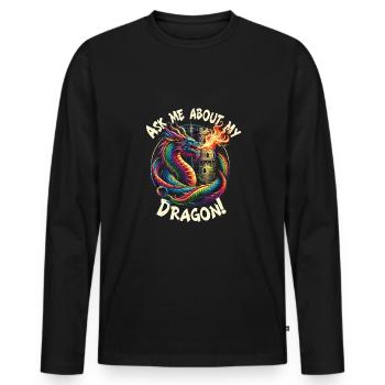 Marché médiéval - T-shirt manches longues Premium bio Homme - noir - Devant - Nico (187cm)