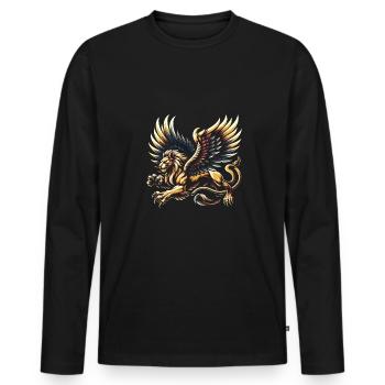 Marché médiéval - T-shirt manches longues Premium bio Homme - noir - Devant - Nico (187cm)