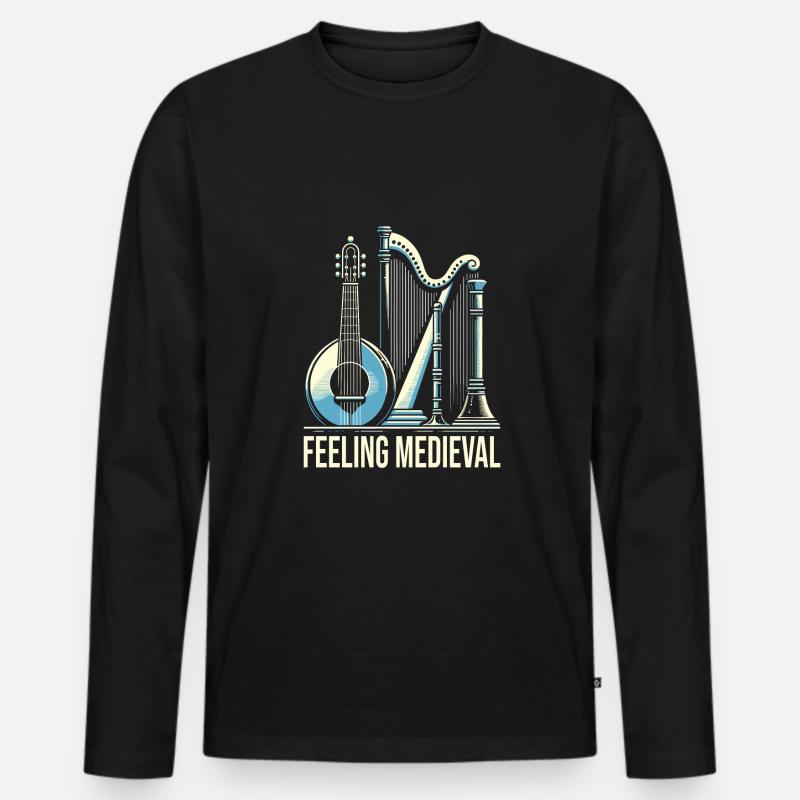 Mittelalter Markt - Männer Premium Bio Langarmshirt - Schwarz