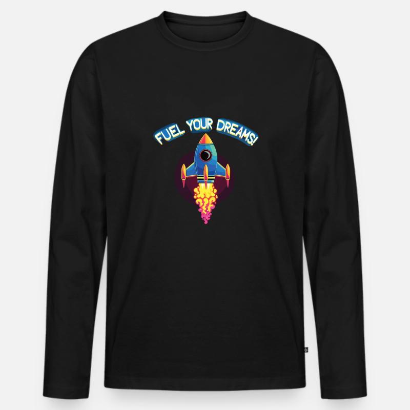 Rakete - Männer Premium Bio Langarmshirt - Schwarz