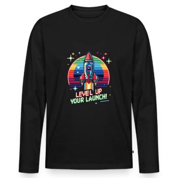 Fusée - T-shirt manches longues Premium bio Homme - noir - Devant - Nico (187cm)