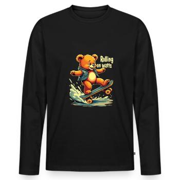 Planche à roulettes E - T-shirt manches longues Premium bio Homme - noir - Devant - Nico (187cm)