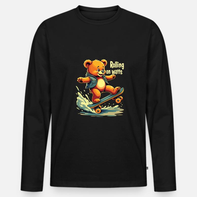 E Skateboard - Männer Premium Bio Langarmshirt - Schwarz