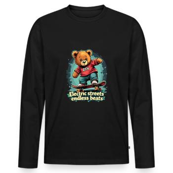 Planche à roulettes E - T-shirt manches longues Premium bio Homme - noir - Devant - Nico (187cm)
