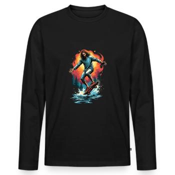 Planche à roulettes E - T-shirt manches longues Premium bio Homme - noir - Devant - Nico (187cm)