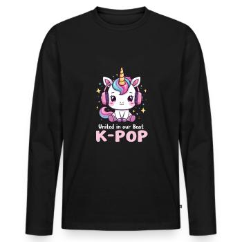 K-Pop - T-shirt manches longues Premium bio Homme - noir - Devant - Nico (187cm)