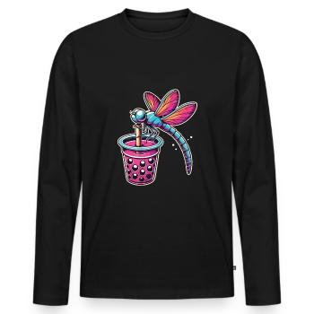 Bubble Tea - Men's Premium Organic Long Sleeve Shirt - black - Front - Nico (187cm)