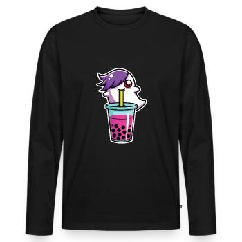 Bubble Tea - Men's Premium Organic Long Sleeve Shirt - black - Front - Nico (187cm)