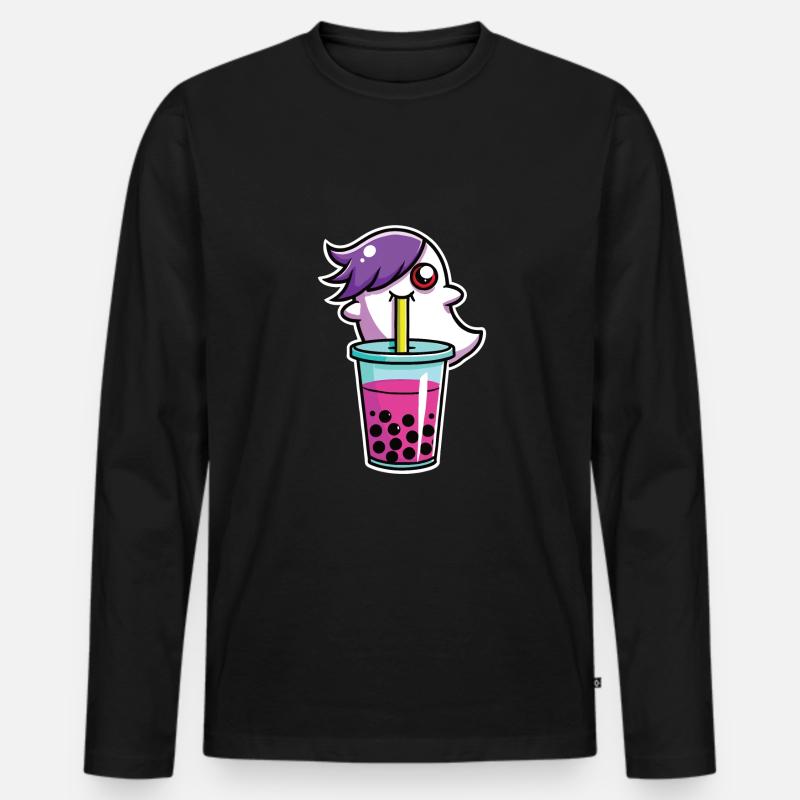 Bubble Tea - Männer Premium Bio Langarmshirt - Schwarz