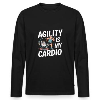 Agility - Männer Premium Bio Langarmshirt - Schwarz - Vorne - Nico (187cm)