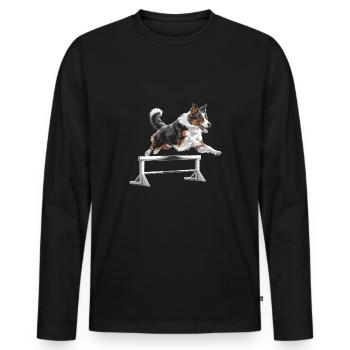 Agility - Männer Premium Bio Langarmshirt - Schwarz - Vorne - Nico (187cm)