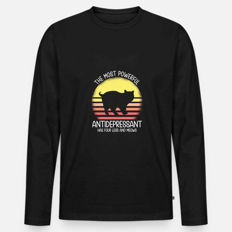 Katze - Männer Premium Bio Langarmshirt - Schwarz