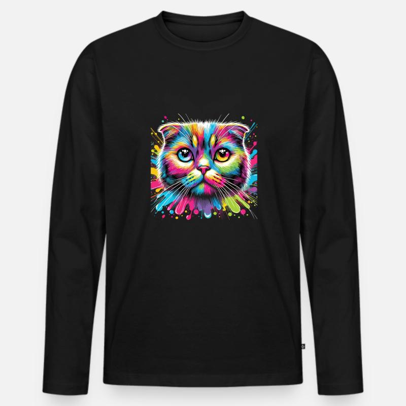Katze - Männer Premium Bio Langarmshirt - Schwarz