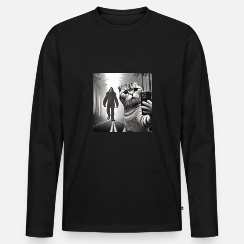 Katze - Männer Premium Bio Langarmshirt - Schwarz