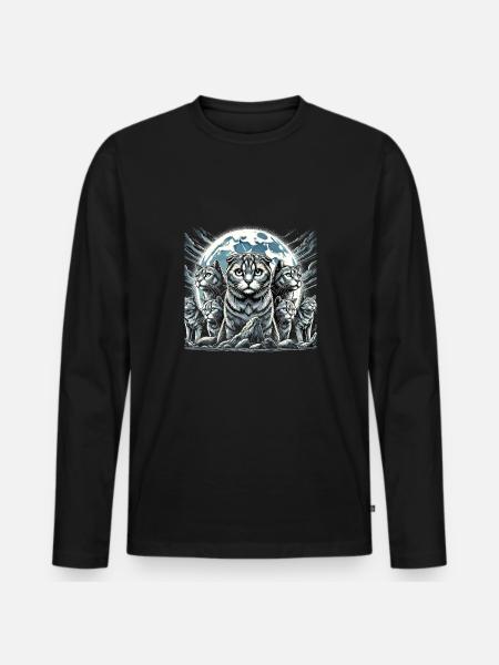 Katze - Männer Premium Bio Langarmshirt - Schwarz