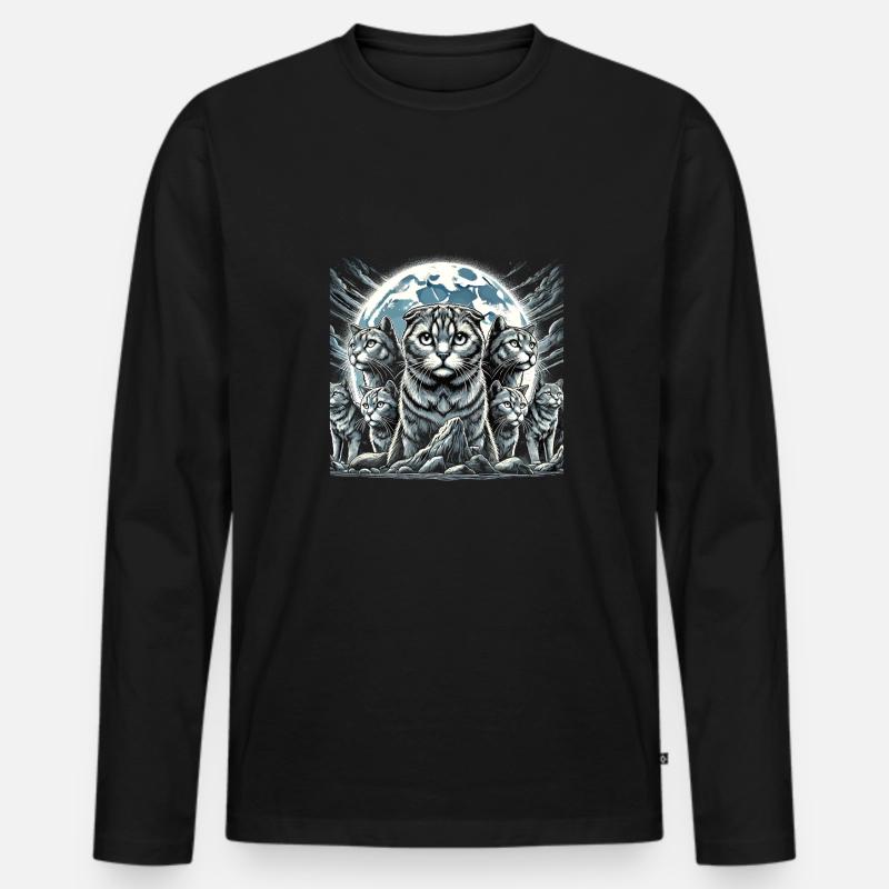 Katze - Männer Premium Bio Langarmshirt - Schwarz