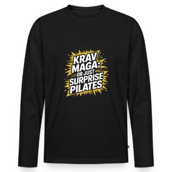 Krav Maga - Männer Premium Bio Langarmshirt - Schwarz - Vorne - Nico (187cm)