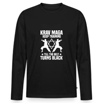 Krav Maga - Männer Premium Bio Langarmshirt - Schwarz - Vorne - Nico (187cm)