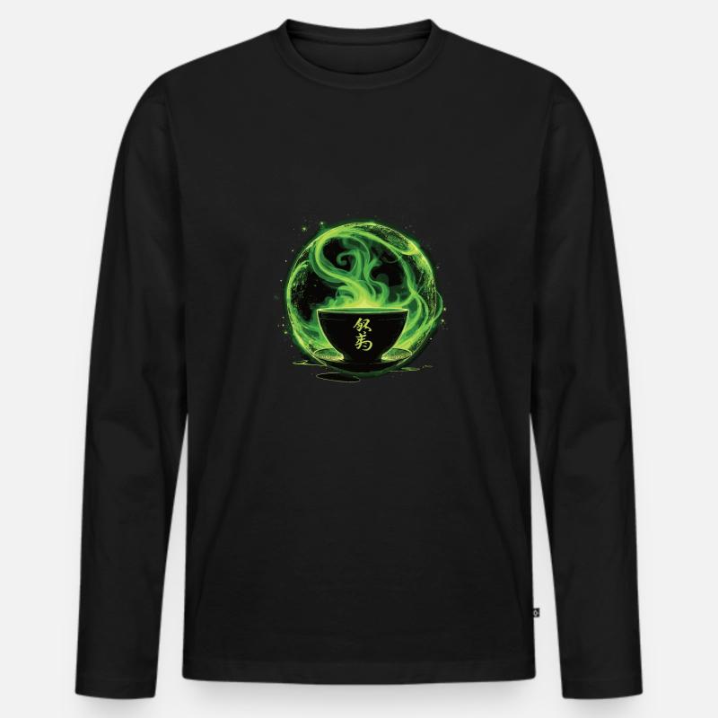 Matcha - Männer Premium Bio Langarmshirt - Schwarz