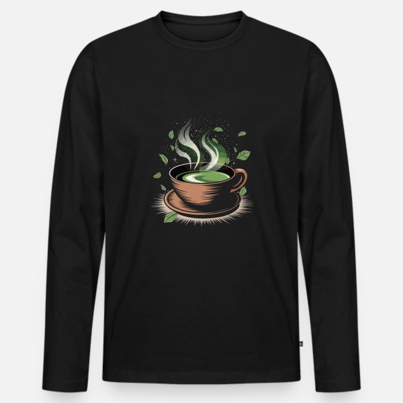 Matcha - Männer Premium Bio Langarmshirt - Schwarz
