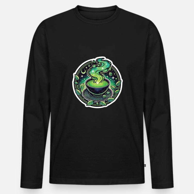 Matcha - Männer Premium Bio Langarmshirt - Schwarz
