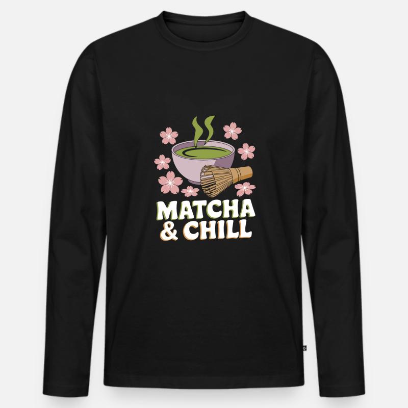 Matcha - Männer Premium Bio Langarmshirt - Schwarz