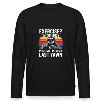 Office humor - Men's Premium Organic Long Sleeve Shirt - black - Front - Nico (187cm)