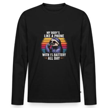 Office humor - Men's Premium Organic Long Sleeve Shirt - black - Front - Nico (187cm)
