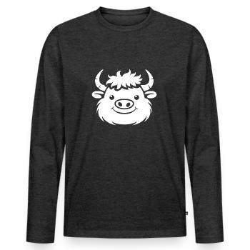 Büffel - Männer Premium Bio Langarmshirt - Anthrazit meliert - Vorne - Nico (187cm)