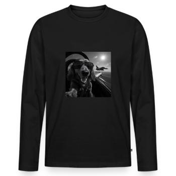 Dackel - Männer Premium Bio Langarmshirt - Schwarz - Vorne - Nico (187cm)