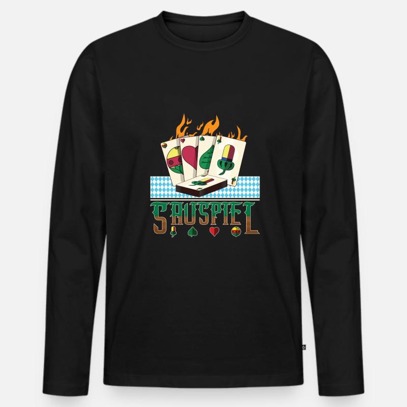 Brennende Schafkopf Karten - Männer Premium Bio Langarmshirt - Schwarz
