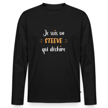 Je suis un steeve - T-shirt manches longues Premium bio Homme - noir - Devant - Nico (187cm)