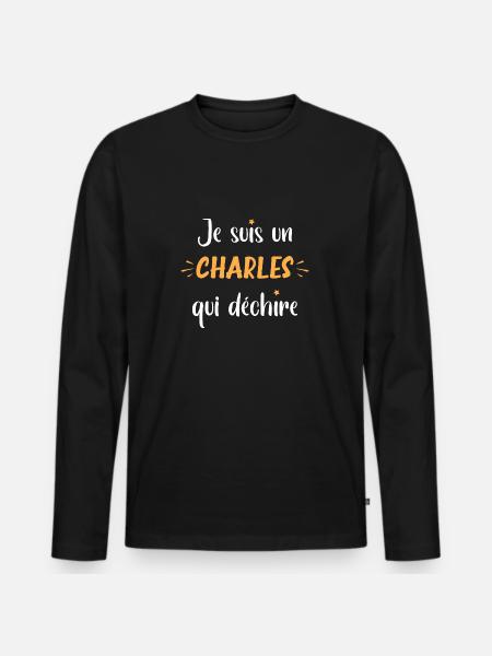 Charles - T-shirt manches longues Premium bio Homme - noir