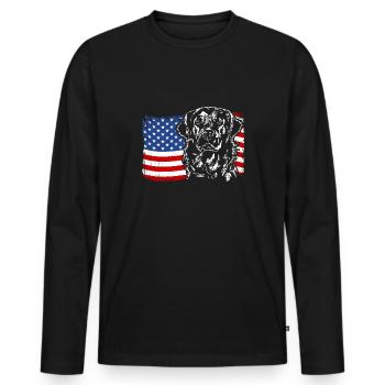 Golden Retriever America Flag Dogs Wilsigns - Men's Premium Organic Long Sleeve Shirt - black - Front - Nico (187cm)