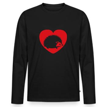 Hérisson - T-shirt manches longues Premium bio Homme - noir - Devant - Nico (187cm)