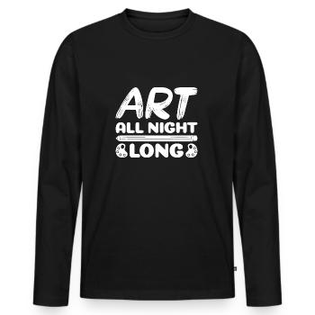 Artiste drôle Peintre Art Toute la nuit Dessin - T-shirt manches longues Premium bio Homme - noir - Devant - Nico (187cm)
