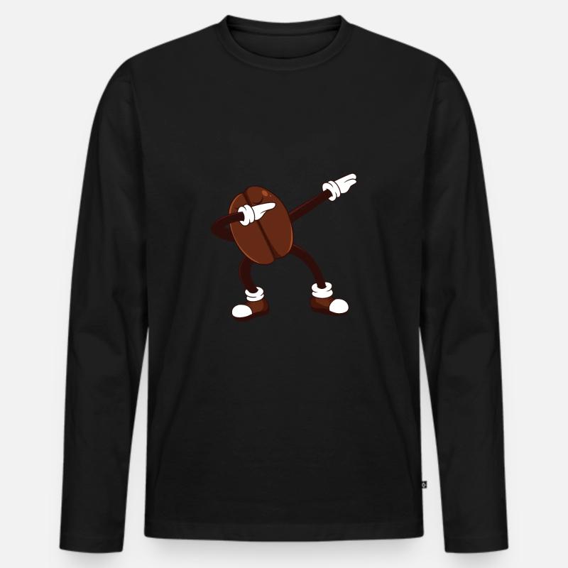 Dabbing Kaffeebohne - Männer Premium Bio Langarmshirt - Schwarz