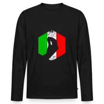 Italienische Flagge mit typischer Handgeste - Männer Premium Bio Langarmshirt - Schwarz - Vorne - Nico (187cm)